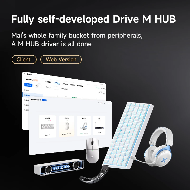 MCHOSE K7 Ultra Gaming Mouse Beast Mod 8kHz Polling Rate RGB Charging Base 2 in 1 Dongle Ice Coating PAW3950 Optical Switch