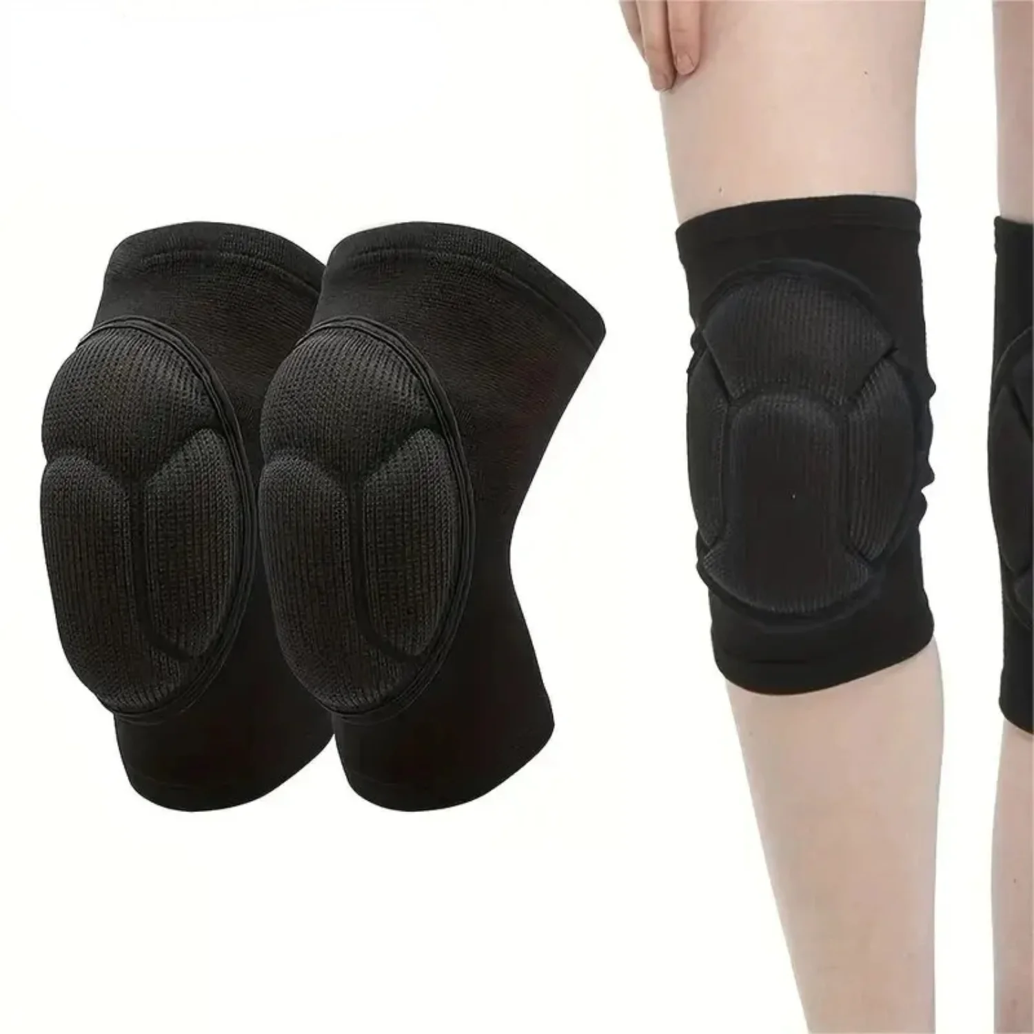 2pcs/1pair Volleyball Knee Pads Thick Sponge Protective Anti-Collision Knee Pads Protector Non-Slip Wrestling Dance Knee Pads