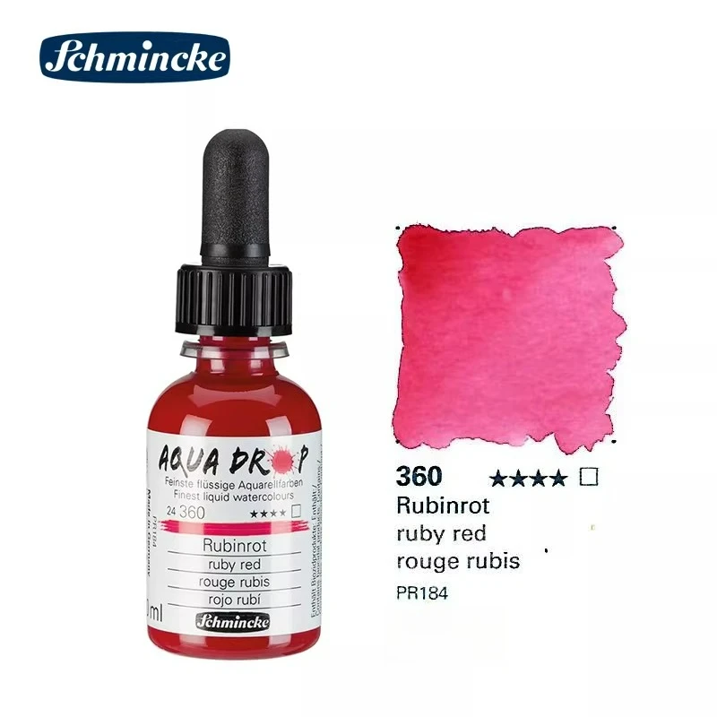 Duitsland Schmincke-AQUA DROP, vloeibare aquarelverf op pigmentbasis, 30 ml pipetfles, voor aquarelverf, stedelijke schetsen, lichtbestendig