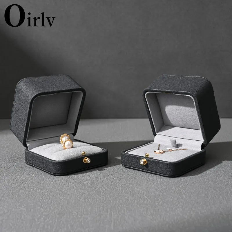 Oirlv Dark Gray Jewelry Box Ring Necklace Bracelet Jewelry Storage Gift Box Suitable For Marriage Proposal Wedding Anniversary