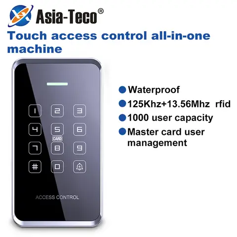 1000 사용자 지원 NFC 액세스 제어 키패드 – 방수 백라이트 터치스크린, 125KHz 및 13.56MHz RFID 근접 카드 및 비밀번호 잠금 해제 리더