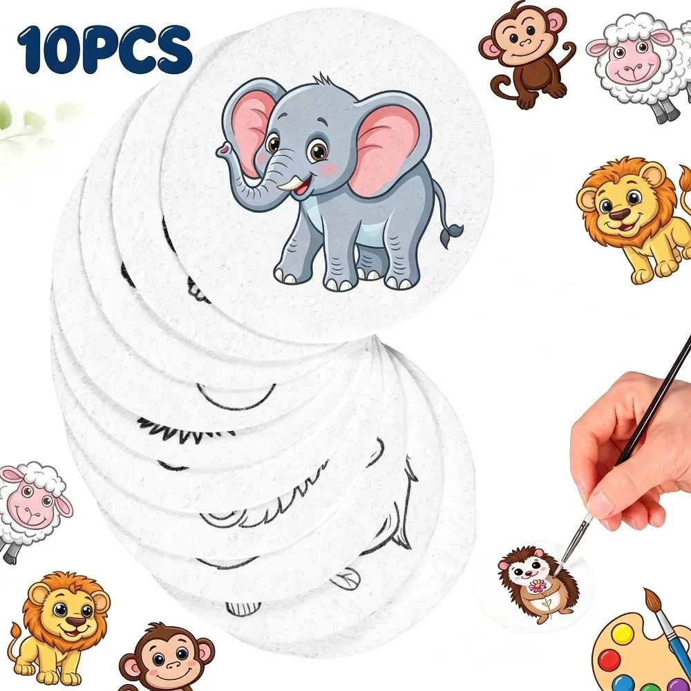 10Pcs Wood Pulp Fiber Foam Texture Paper 3D Texture Water Expandable Sponge Canvas Board Ronud Water Expand Art Paper