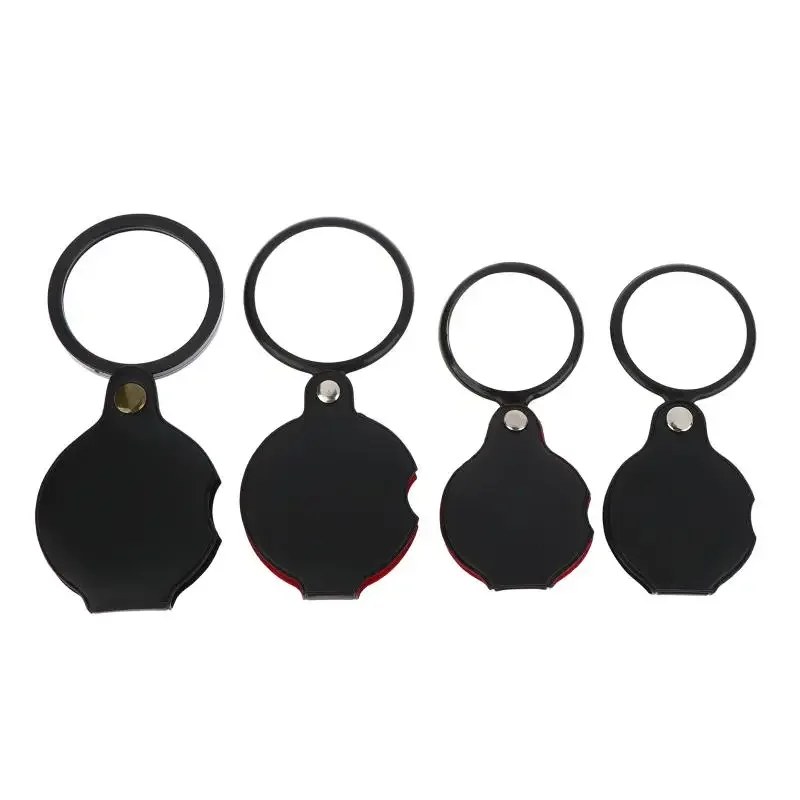 

1Pc 50/60/70MM Folding Magnifying Glass Folded Leather Case Portable Handheld Jewelry Loupe 8X Mini Magnification