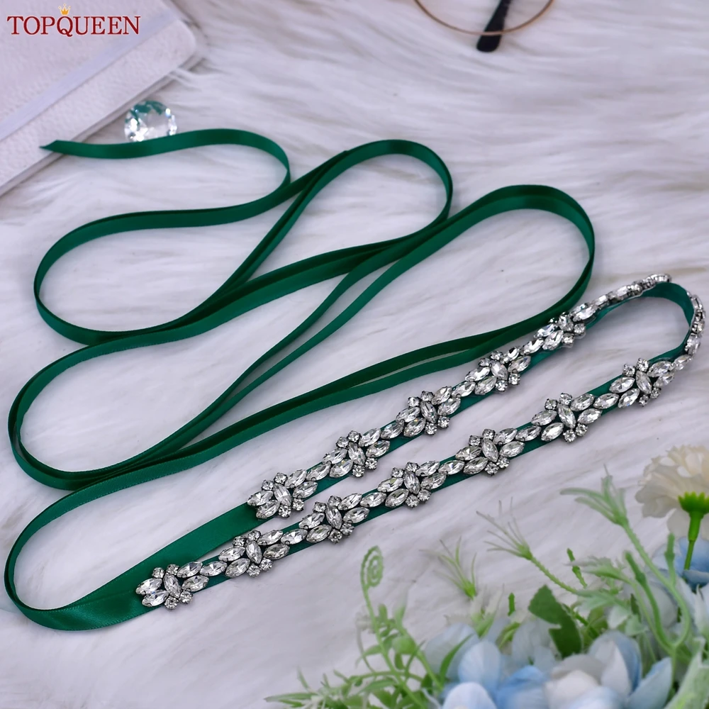 TOPCLS-Ceinture de mariage en cristal EEN, faite à la main, argent, biscuits, patients, ceinture spaghetti, robe de soirée, accessoires de mariage, S333