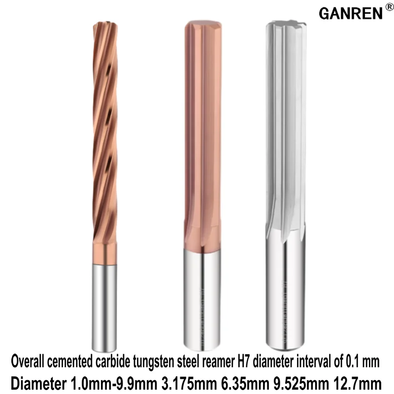 Solid Carbide Tungsten Steel Reamer H7 2.7 3.6 6.9 3.175 9.525 Reaming Or Machining Holes Coated Aluminum Straight Channel CNC