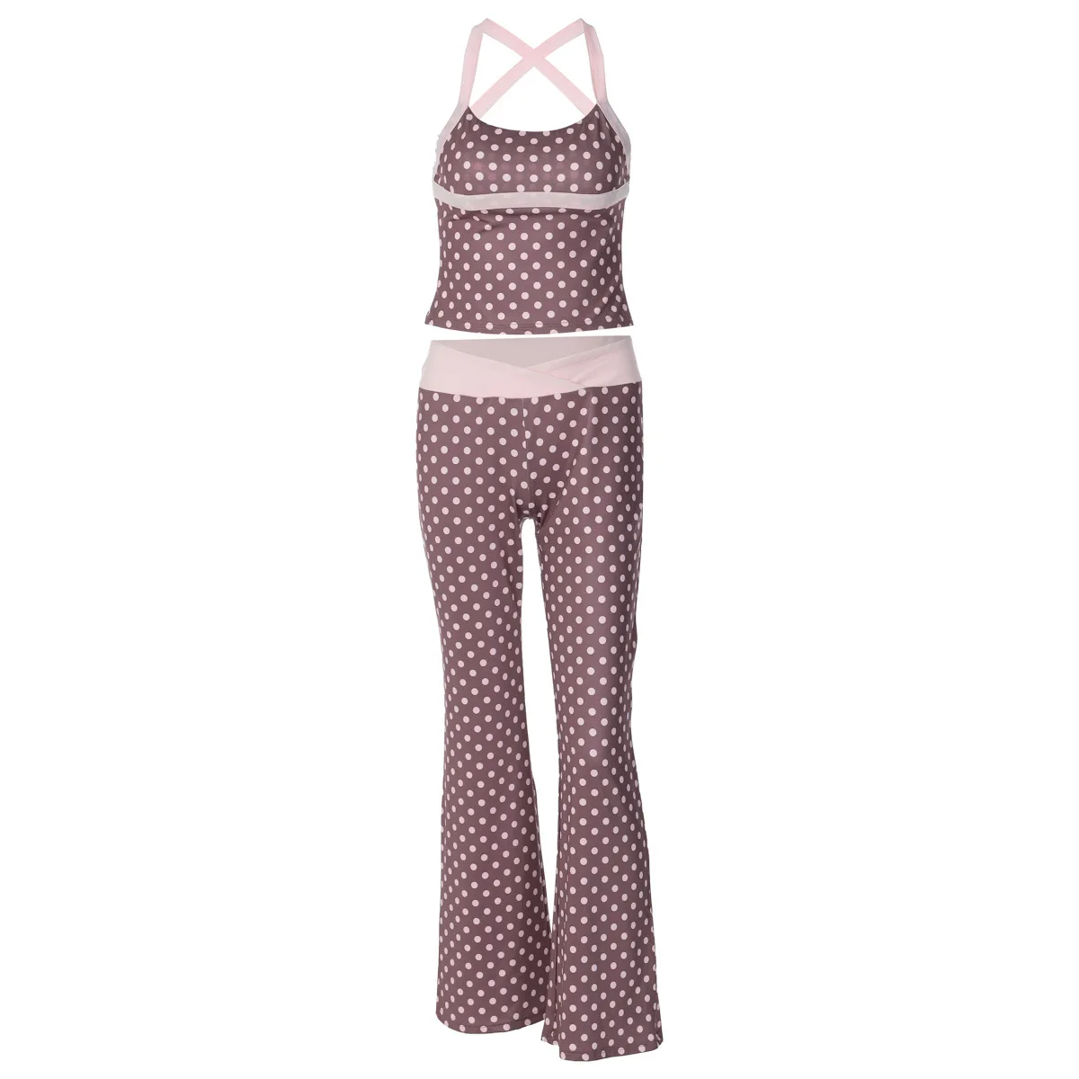 Damespak 2026 Herfst Winter Nieuwe mode Hot Girl Polka Dot Vest Top Lage taille Contrasterende kleur Broekpak Nieuw in bijpassende sets