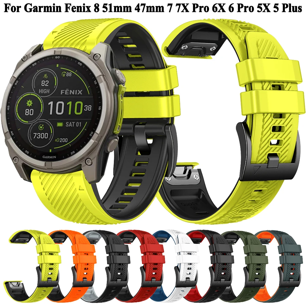 Quickfit 22/26 มม.สายนาฬิกาซิลิโคนสําหรับ Garmin Epix pro Gen 2/51/47 มม.Fenix 8/7X/6X/6 pro 5X/5 plus - สร้อยข้อมือ