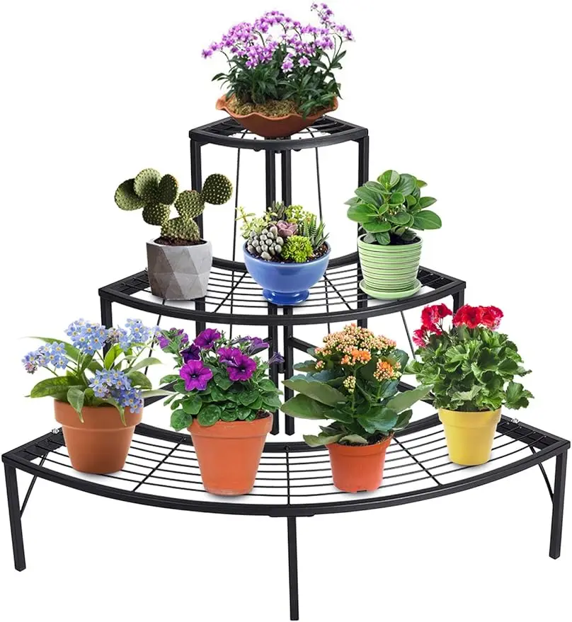 

3 Tier Plant Stand Flower Pot Rack, Quarter Round Plant Corner Shelf Planters Display Holder orchid shelves for Indoor