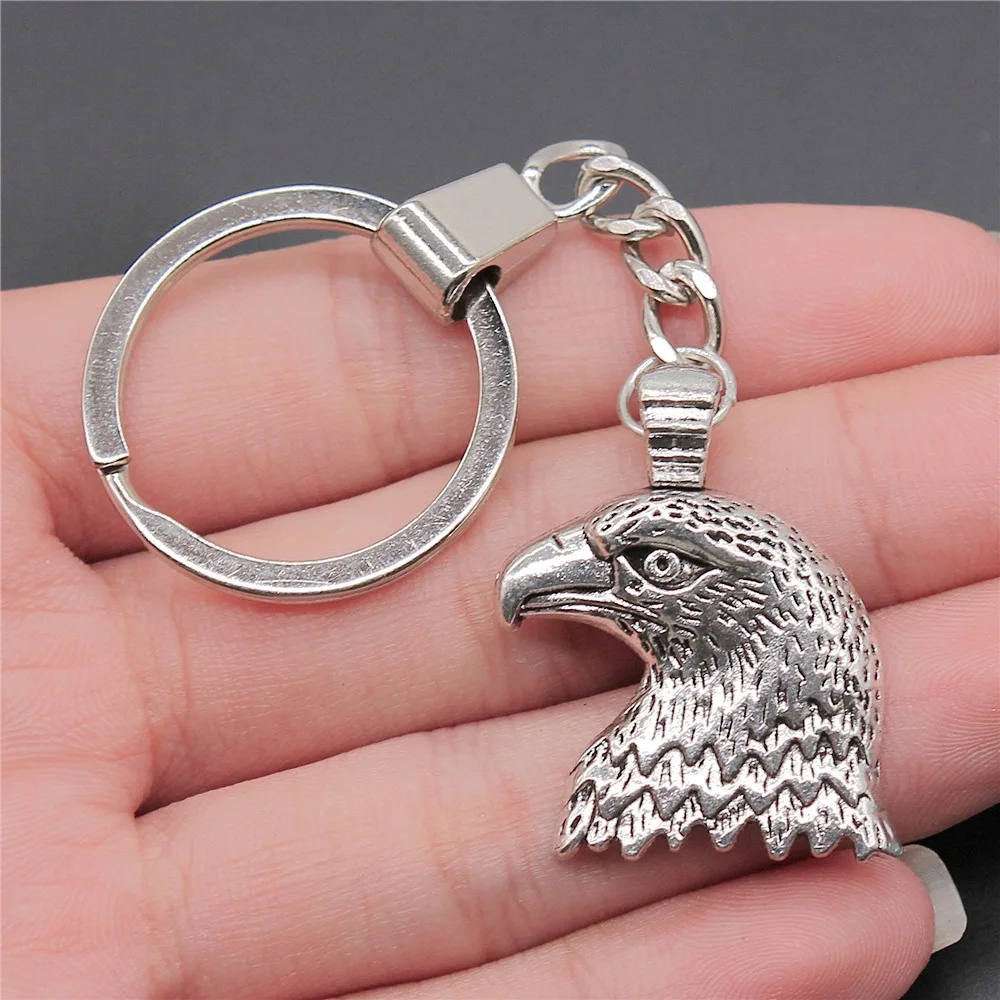 Dropshipping Men Keychain Vintage 2 Colors 33x29mm Eagle Pendant Souvenirs Gift