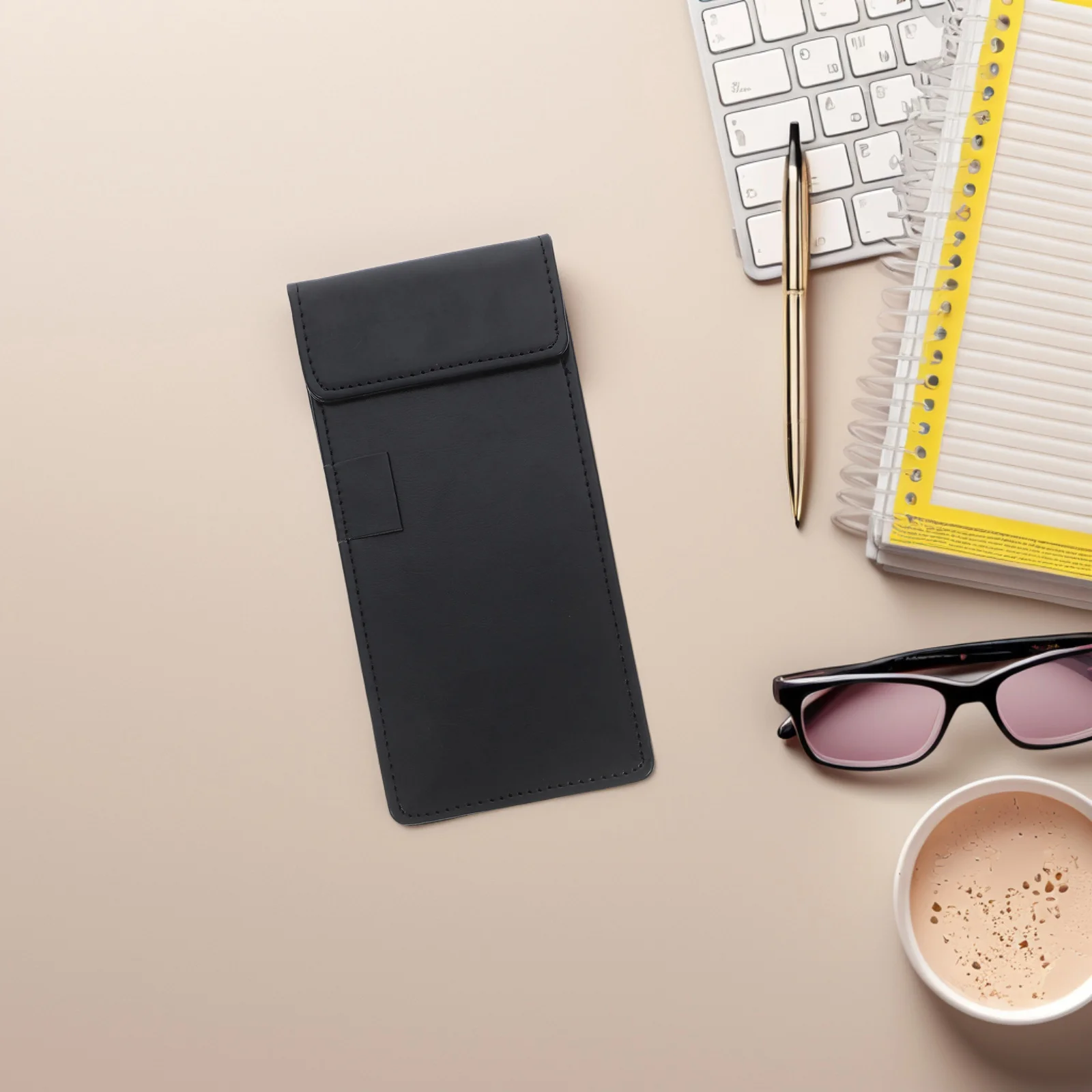 Mini Clipboard For Receipts Artificial Writing Board With Pen Holder Portable Flat Clip For Office Restaurant Server