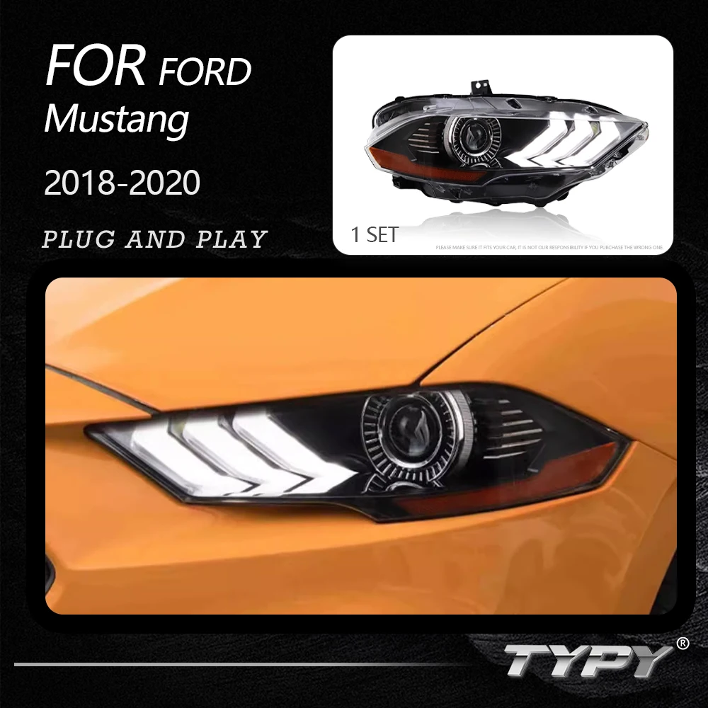 

TYPY Car Headlights For Ford Mustang 2018-2020 LED Car Lamps Daytime Running Lights Dynamic Turn Signals Car Accessories