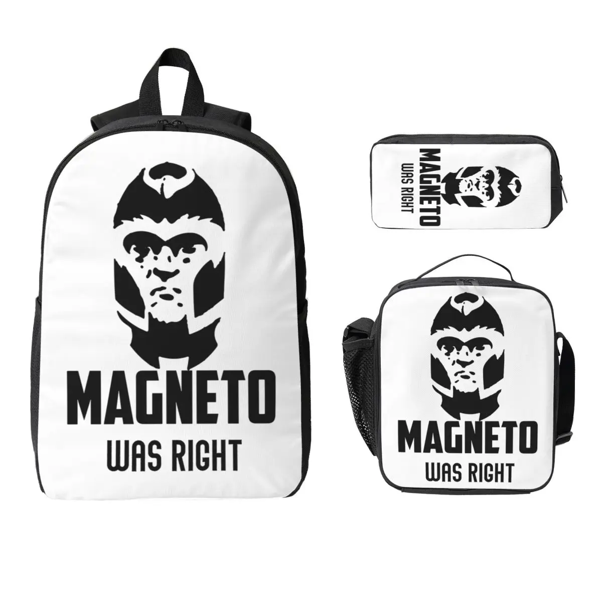 

Magneto Was Right Backpack Student Boys Girls BookBag School Bag Computer Shoulder Bags 3ps Insulated Lunch Bag Pencil Case