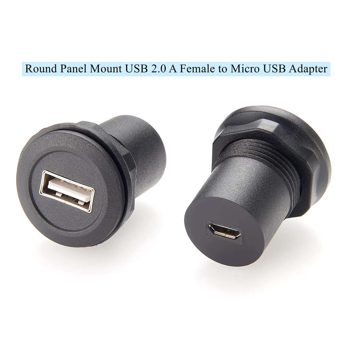 

USB 2.0 A Female to Micro USB Female Coupler Extender USB A to Micro USB Jack Round Panel Mount USB Adapter Micro USB B Jack