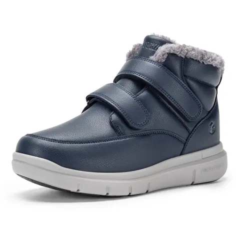 Fitville Extra Wide Men's Boots Winter Fur Lined Snow Boots Waterproof With Hook and Loop Shoes For Man Wear-resistant Botas