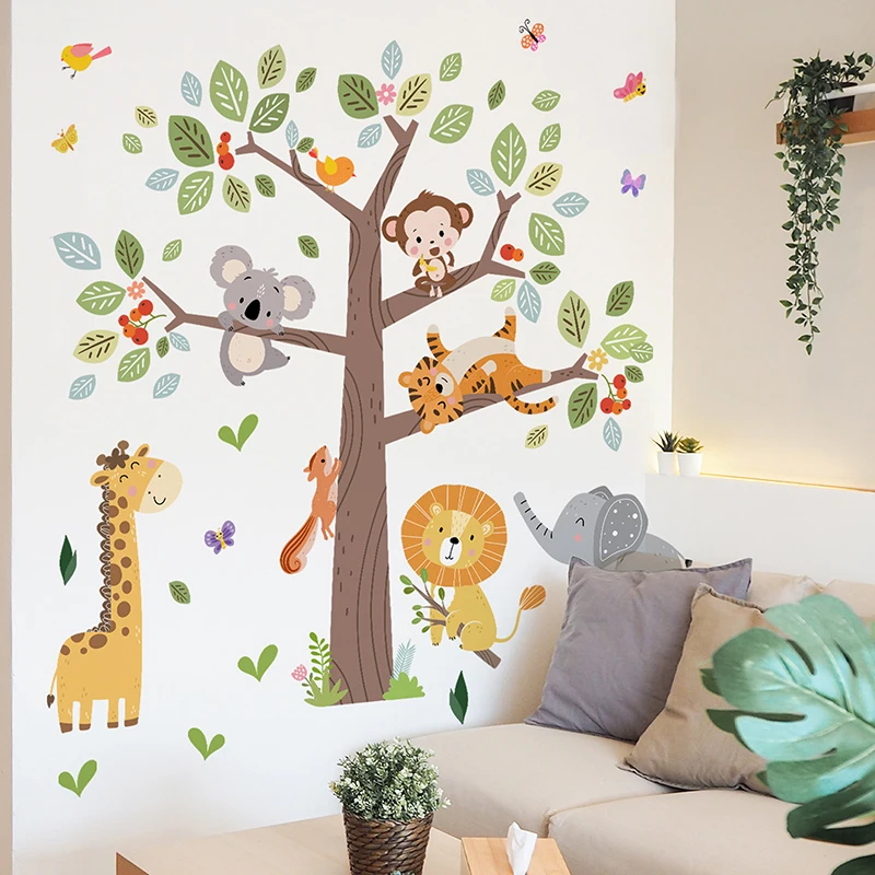 Large Jungle Animal Wall Stick - Baby Zoo Nursery recension och pris