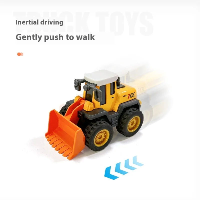 Kids Mini Simulation Q Version Alloy Engineering Vehicle Pull Back Inertia Excavator Toy Excavator Bulldozer Boy Gift Wholesale