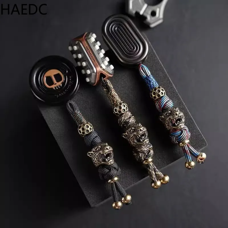 HAEDC Handmade Woven Paracord Leopard Keychain Pendant Bag Accessories Pendant DIY Brand EDC Pendant
