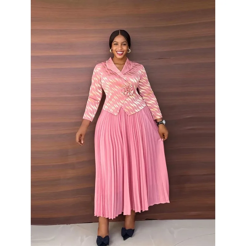 Miyake จีบตะวันออกกลางผู้หญิง PLUS ขนาดหรูหราชุดยืด PLUS ขนาดแอฟริกันชุดราตรีชุดราตรีอย่างเป็นทางการริ้วรอยฟรี