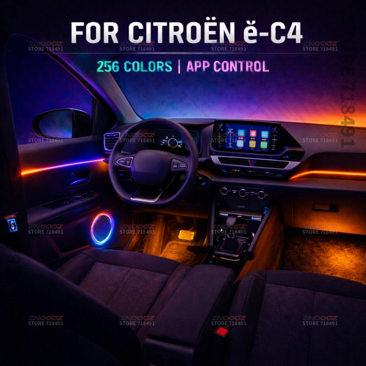 For Citroen e-C4 22in1 RGB Car Interior Acrylic Car Ambient Lights RGB Hidden Acrylic Strip Decoration Atmosphere Accessories