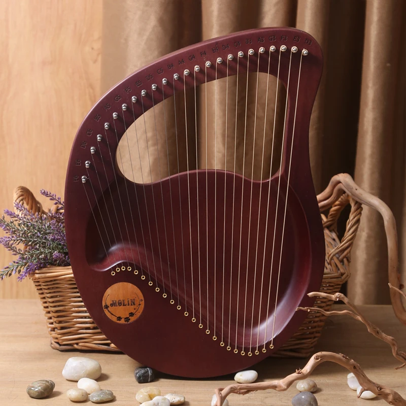 24 Strings Lyre Piano Lyre Harp Wooden Mahogany 21 Strings Harp Musical Beginner Instrument With Matching Gifts