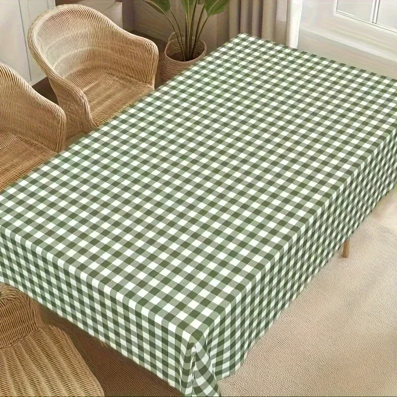 1 piece of retro summer square tablecloth, with green and white checks, suitable for home decoration, yzb