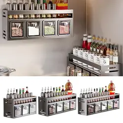 Seasoning Rack Organizer Wall Mount Seasoning Shelf Holder Multifunctional Bathroom Shelves Seasoning Storage Large Capacity