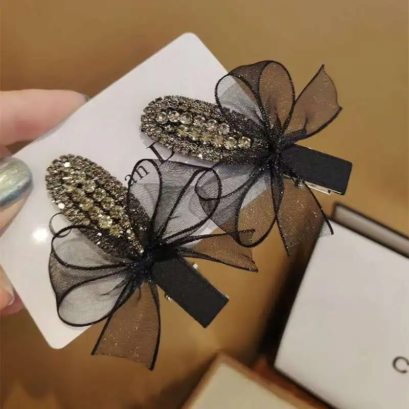 الكورية مزاجه الأسود منقار البط كليب الجانب كليب إكسسوارات الشعر مشبك شعر مقوس دانتيل عقال كليب الجانب كليب كسر مشبك شعر