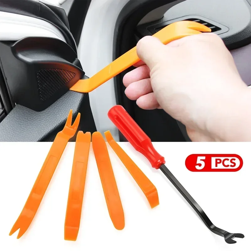5pcs Car Disassembly Tool Plastic Pry Bar Car Installation Panel Disassembly Navigation Central Control Interior Buckle