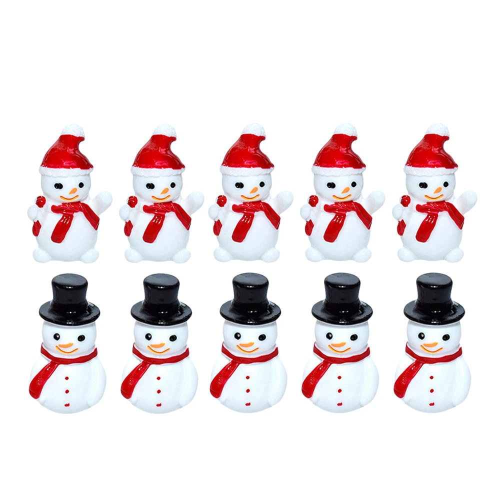 

10Pcs Mini Resin Christmas Snowman Ornaments Cute 3D Design DIY Snow Globe Fairy Garden Decoration Resin Snowman