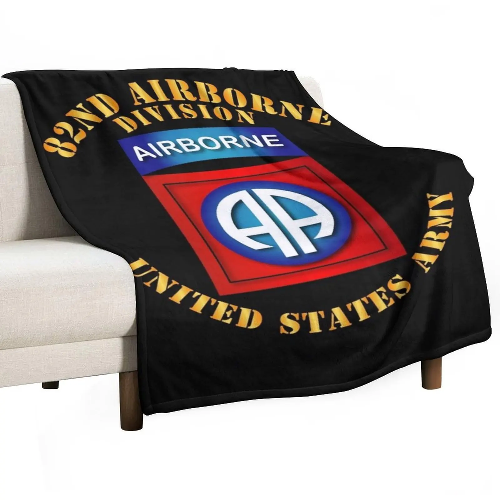 

Army - 82nd Airborne Division - SSI - Ver 2 Throw Blanket Vintage Baby Hairy Blankets