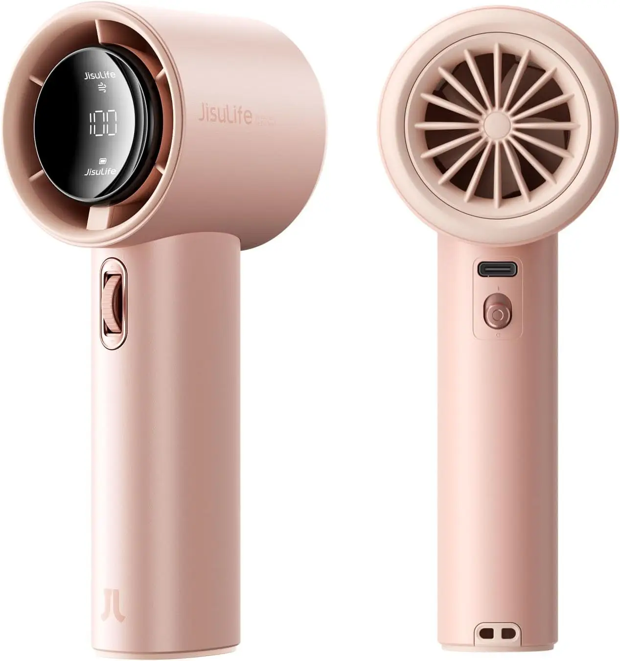 

Portable Handheld Fan with Adjustable Speed, Digital Display, 3600mAh Battery for Travel Camping Outdoor - Pink