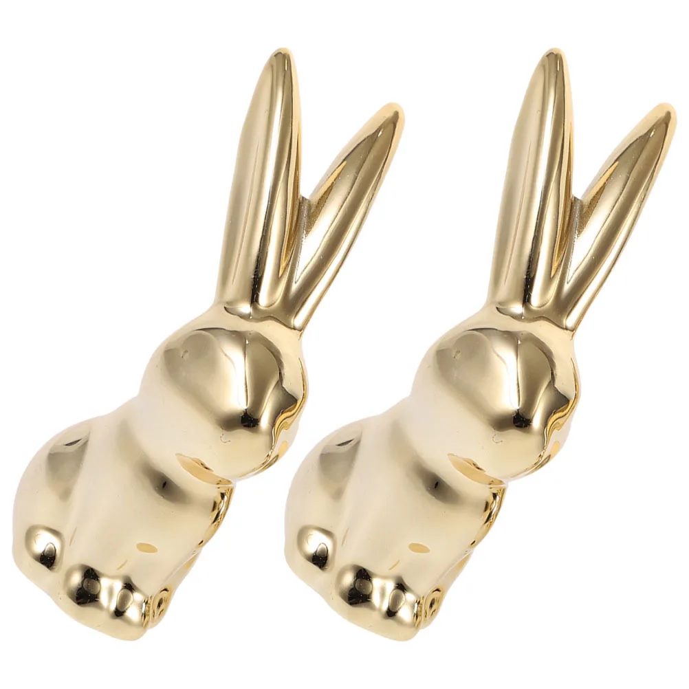 

2Pcs Ceramic Sitting Rabbit Sculpture Decorative Mini Bunny Statue for Garden Desktop Table Ornament Easter Home Decor