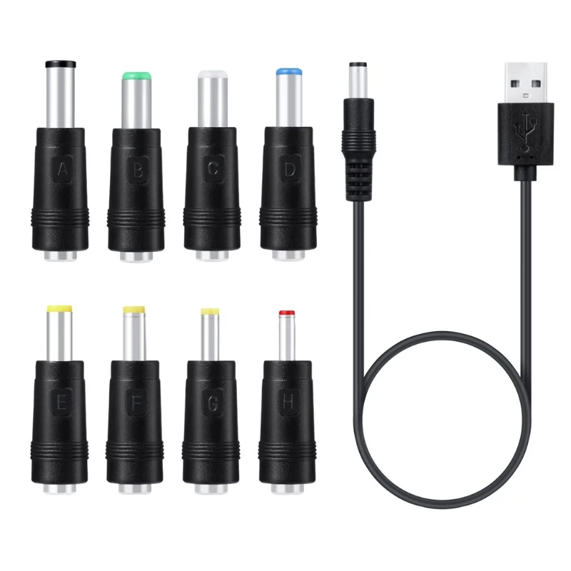 Universal 5V for DC Power Cable USB to for DC 5.5x2.1mm 3.5mm 4.0mm 4.8mm 6.4mm Plug Charging Cord Adapter Fit for Route