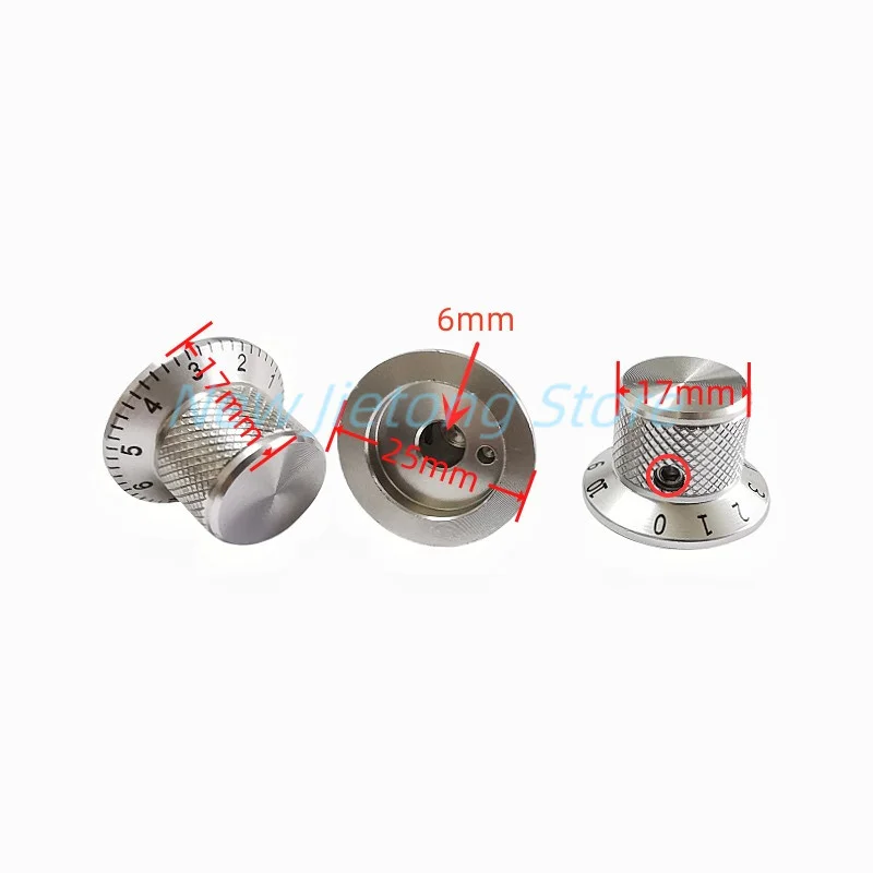 2pcs 25x17mm Aluminum Alloy Potentiometer Switch Contral Caps Volume  Audio Electric Guitar Bass Knobs Screw Type Silver Color