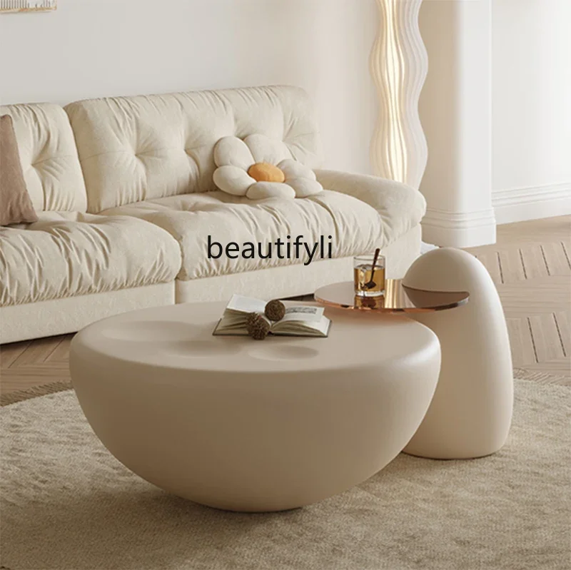 S كريم نمط القط باو الحديثة الحد الأدنى غرفة المعيشة المنزل شقة صغيرة مستديرة الحجم طاولة شاي مستديرة مزيج الأثاث #3