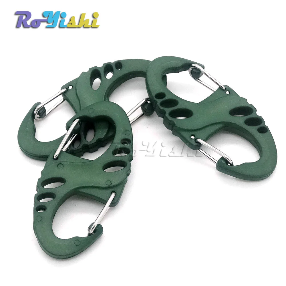 12 pz/pacco clip moschettone in plastica colorata a forma di S per braccialetto/portachiavi di sopravvivenza Paracord