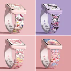 Sanrio Hello Kitty Kuromi My Melody Iwatch Watch Band Cute Anime Cartoon 38 40 42MM Apple Kawaii Silica Gel Watchband Girl Gifts