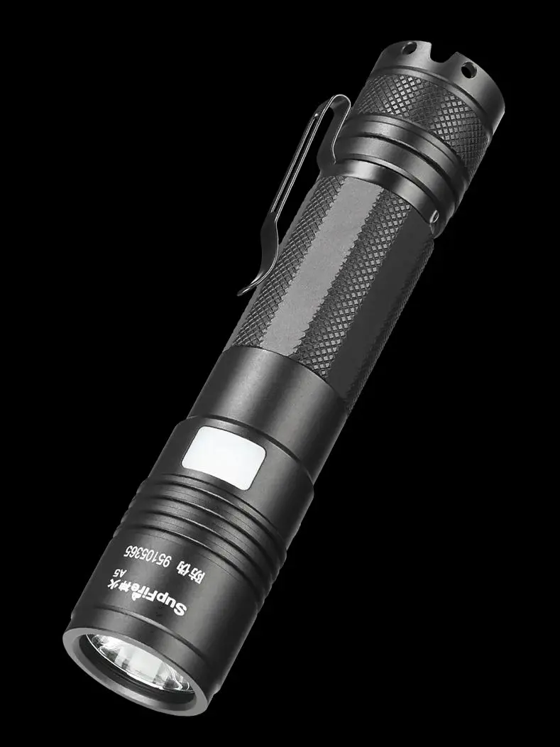 SUPERFIRE A5 lampe de poche tactique 490 Lumens LED très brillante 5 Modes étanche IP44 Rechargeable pour Camping randonnée d'urgence