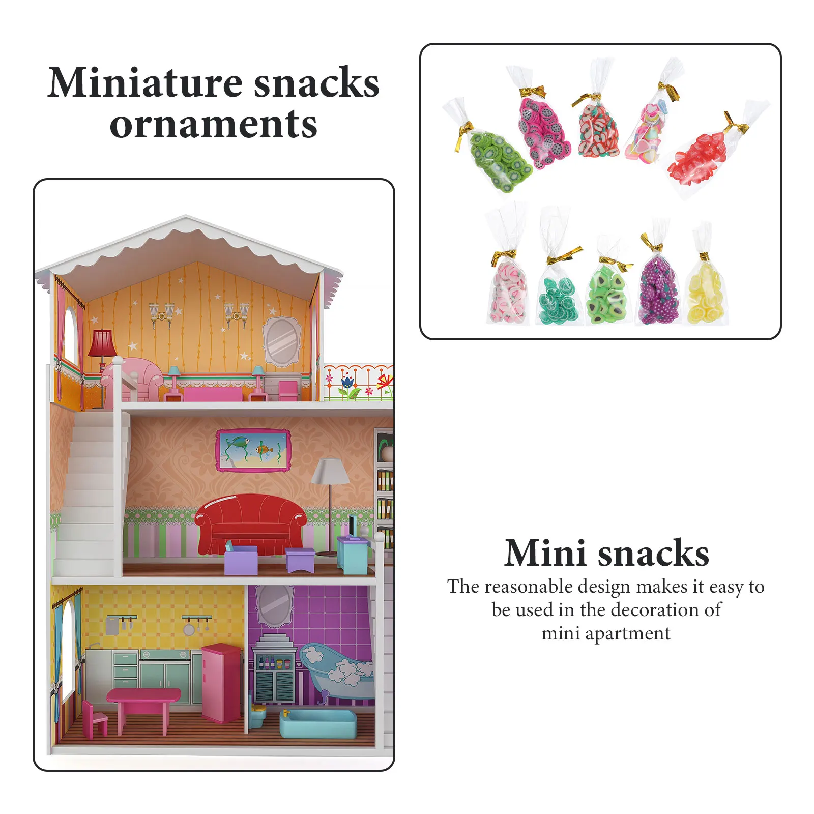 

10 Pcs Candy Snack Set Mini Food Toy Ornaments Fruit Bag Miniature Items Rubber Foods Child