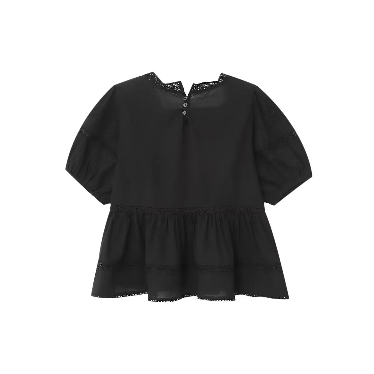 

Women's summer sweet Fashion embroidered decoration casual pleated shirt retro short sleeved women's shirt chic top