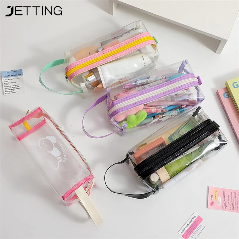 

Portable Travel Wash Bag PVC Transparent Waterproof Cosmetic Bag Large Capacity Simple Storage Pouch Stationery Bags Pencil Case