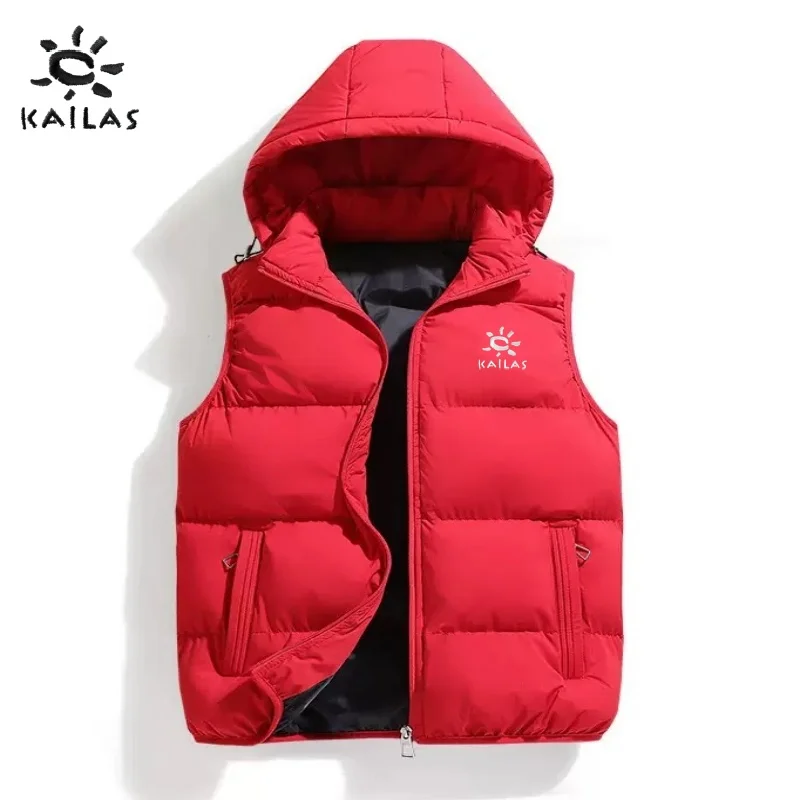 

Мужской осенне-зимний высококачественный жилет с вышитым логотипом KAILAS, модный повседневный ветрозащитный теплый жилет, топ