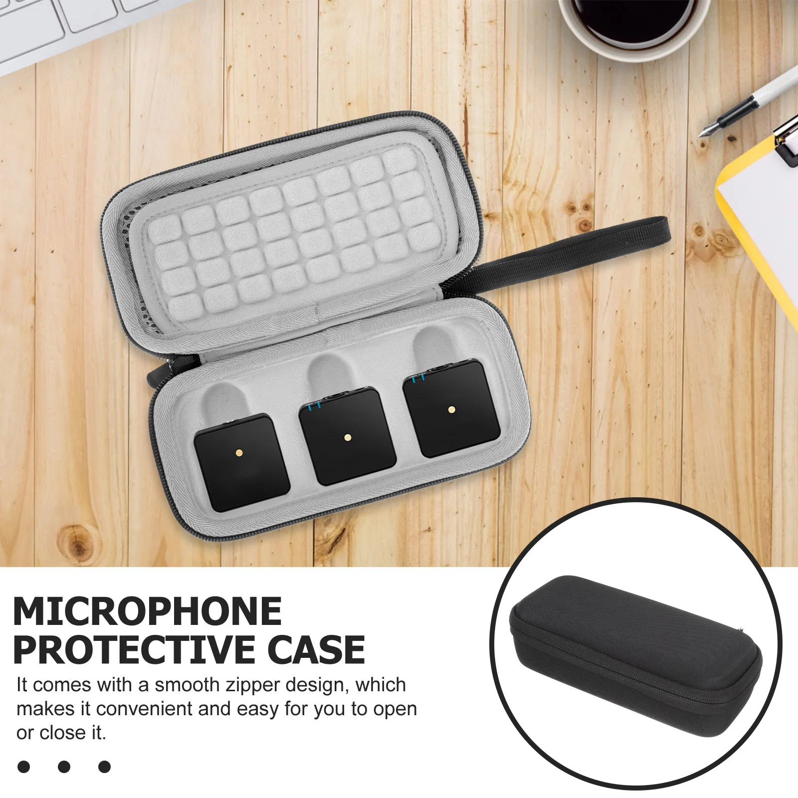 

Portable Microphone Shockproof Durable Vocal Microphone Protector Canvas Fleece Protector Storage Zipper Case Container