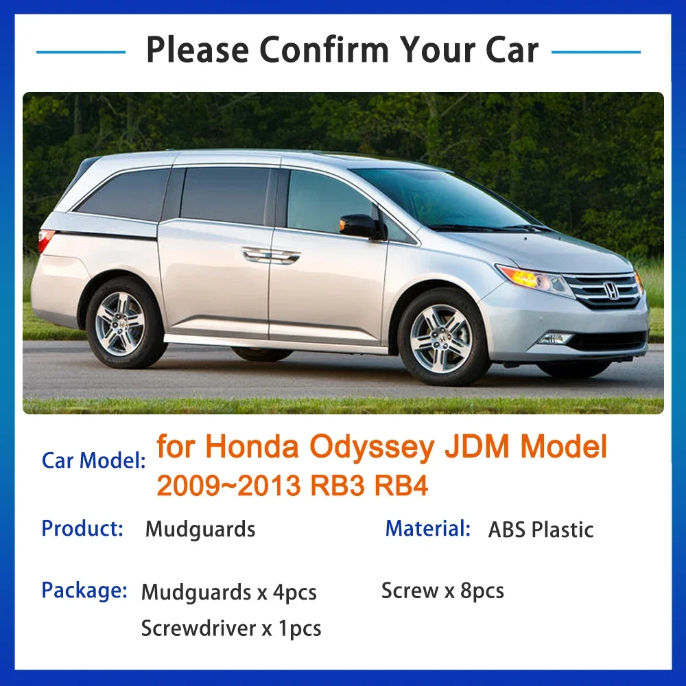 for Honda Odyssey RB3 RB4 2009 2010 2011 2012 2013 JDM Model Mudflap Mudguard Fenders Splash Guards Front Rear Wheel Accessories