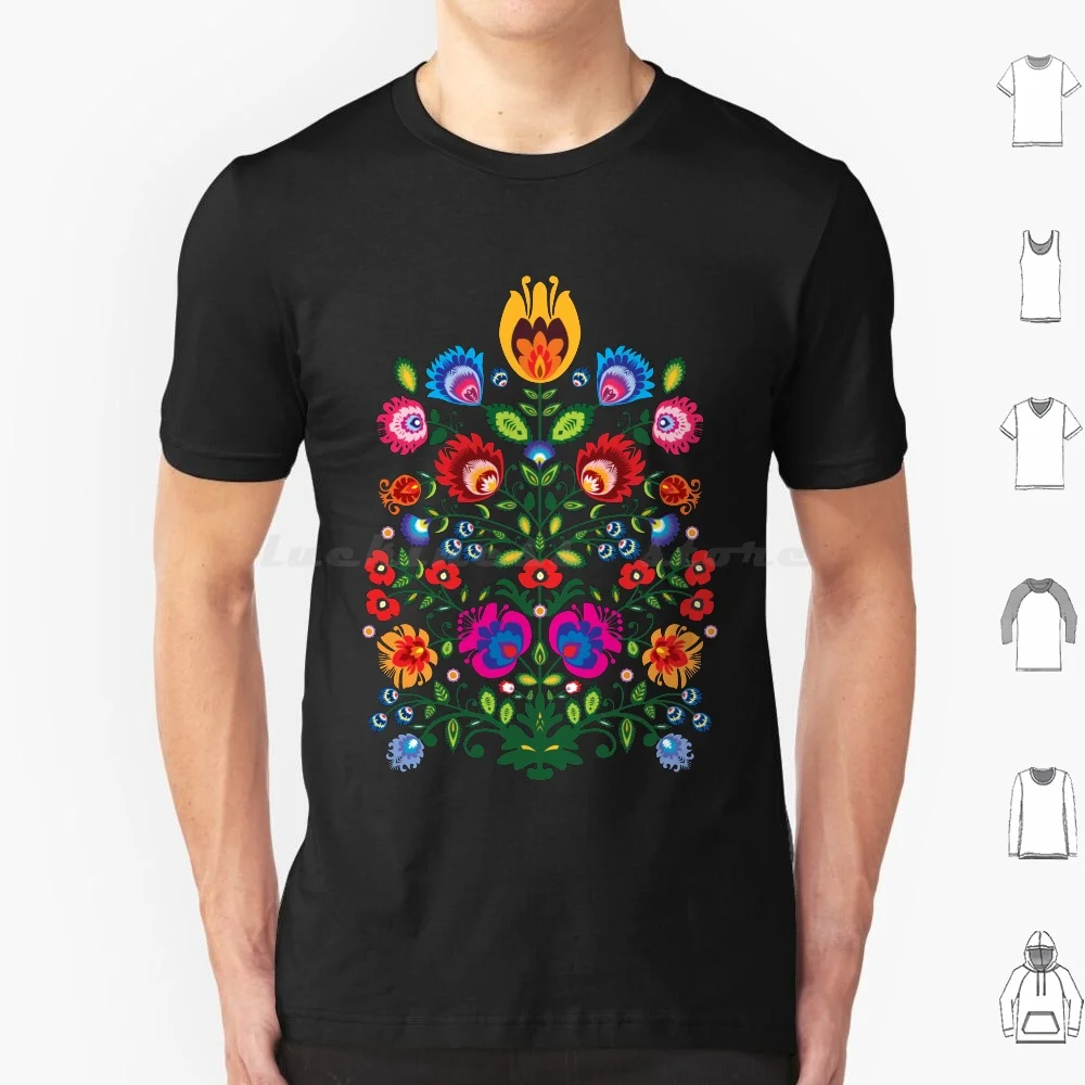 One More.... Folk Composition With Flowers T Shirt Men Women Kids 6Xl Polish Folklore Art Cutouts Folk Culture Multicolor Color