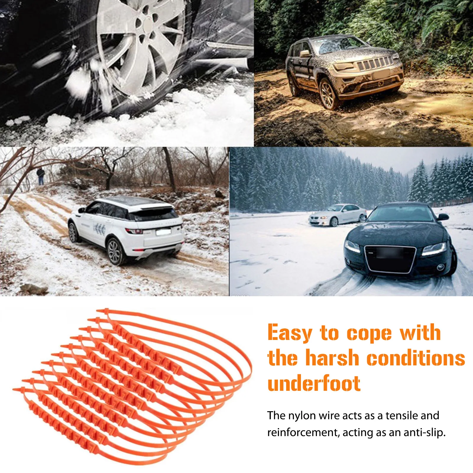 Ruote per auto universali Catene da neve per pneumatici Doppi scanalature Catene per ruote per pneumatici per auto SUV in nylon Catene per ghiaccio da neve per auto regolabili Car Styling automatico