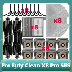 Compatible For Eufy Clean X8 Pro SES Robot Vacuum Cleaner Replacement Main Side Brush Hepa Filter Mop Cloth Dust Bag Parts