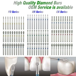 Brocas de diamante dentárias para alta velocidade Handpiece, Odontologia Fillings, Palatal e Occlusal Redução, Cavidade e Preparação, 10Pcs