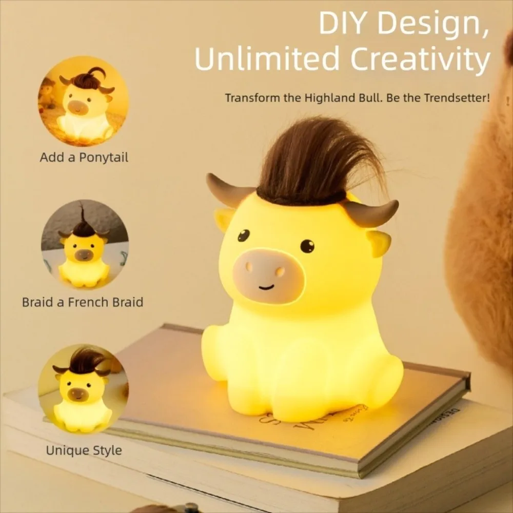 

Новинка: ночник в виде высокогорной коровы, с регулировкой яркости, таймером, перезаряжаемый, светодиодный, с сенсорным управлением, милый прикроватный ночник для кормящих мам