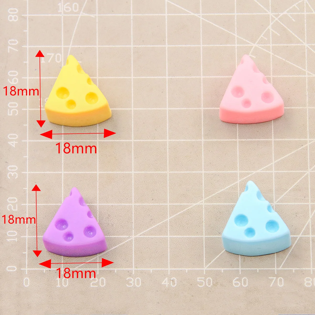 10Pcs 5Color About 18X18mm Cartoon Resin Cheese Style Decorative Jewelry Barrettes Scrapbook Craft Diy Miniature Decorations